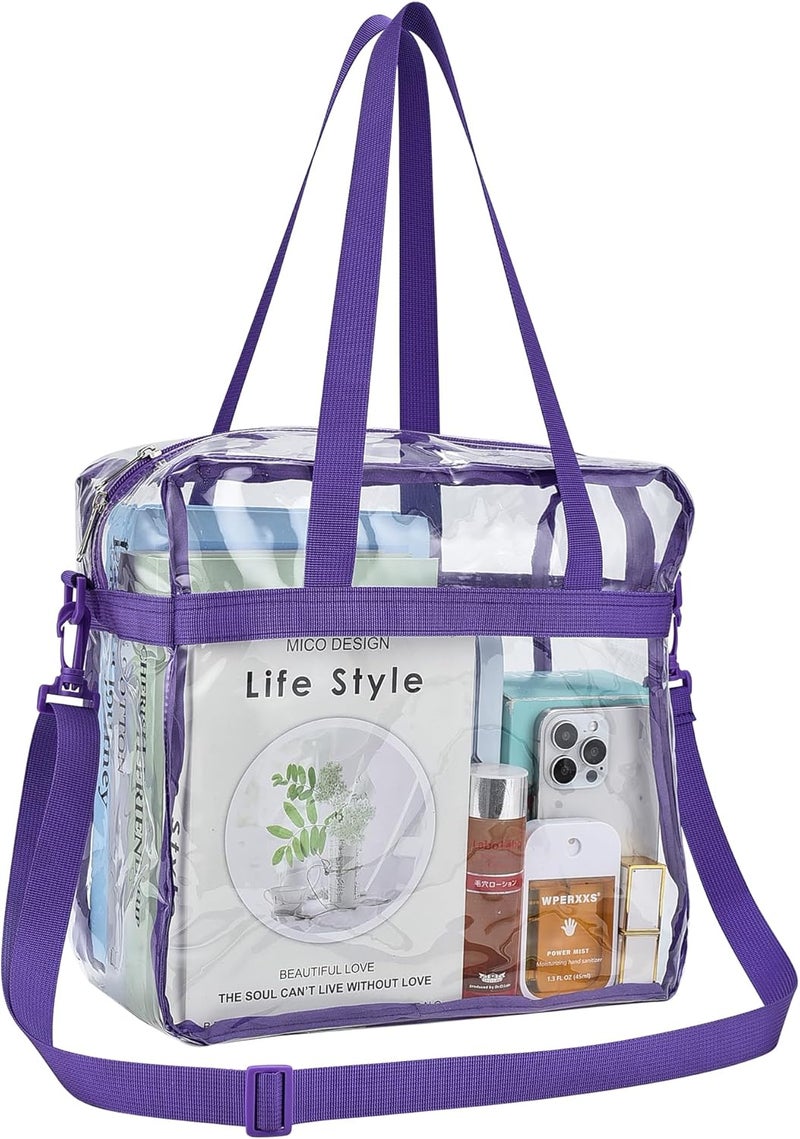 USPECLARE Clear Tote Bag for Stadium Events, 12x6x12 Transparent Stadium Bag for Work, Sports Games,Gym，Concerts - Image 1